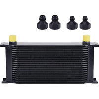 Evil Energy 19 Row Oil Cooler, 10An Stacked Plate Transmission Engine Cooler Universal British Radiator Aluminium Black