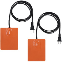 Silicone Pad Heater - 4 * 5In Car Engine Oil Pan Heater With 194F Thermal Protector & 68"" Power Cord, Self-Adhesive Warmer For Automotive (120V 150W) 2Pcs