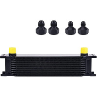 Evil Energy 10 Row Oil Cooler, 10An Stacked Plate Transmission Engine Cooler Universal British Radiator Aluminium Black