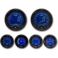 Motor Meter Racing Evo Series Digital 6 Gauge Set - Blue & Red Switchable Led - 3-3/8"" 85Mm Gps Speedometer & Tachometer - 2-1/16"" 52Mm Voltage, Fuel Level, Water Temperature & Oil Pressure