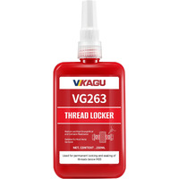 Vikagu 263 Thread Lock, Red High Strength Threadlocker,Anaerobic Curing Screw Glue,Oil Tolerant, Resists Heat & Chemicals 8.45Oz/250Ml
