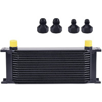 Evil Energy 16 Row Oil Cooler, 10An Stacked Plate Transmission Engine Cooler Universal British Radiator Aluminium Black