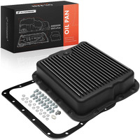 A-Premium Plated Finned Aluminum Transmission Oil Pan, With Drain Plug, Bolts And Gasket, Compatible With Gm 700R4 4L60 4L60E, 2-5/8"" Pan Depth