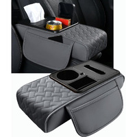 Arm Rest Cover For Car 6.3"" Narrow Style,6-In-1 Microfiber Leather Center Console Cover With 2 Storage Bags Cup Holder, Tissue Box Slot, Phone Slot,Universal Accessories Interior Organizers (Grey)