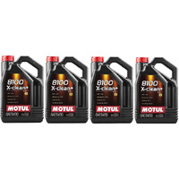 Motul 106377 Set Of 4 8100 X-Clean+ 5W-30 Motor Oil 5-Liter Bottles