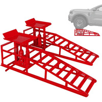 Lockietta 2 Pack Hydraulic Car Ramps, 11050Lbs 5T Car Ramp High Lift 9""-14.2"", Heavy Duty Steel Car Lift Ramp, Automotive Truck Service Ramps For Oil Changes Support Jack For Maintenance, Red