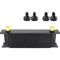 Evil Energy 13 Row Oil Cooler, 10An Stacked Plate Transmission Engine Cooler Universal British Radiator Aluminium Black