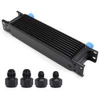 Htracing 10 Row An10 10An Transmission Oil Cooler Kit Stacked Plate With 6An 8An Adapter Universal Engine Transmission British Radiator Oil Cooler Condenser Aluminium Alloy Black