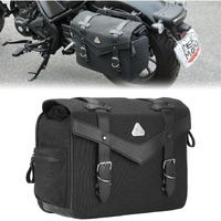 Kemimoto Motorcycle Saddlebag Waterproof Oil Waxed Canvas Leather Universal Single Side Bag Compatible With Softail Dyna Sportster Cruiser (15L)