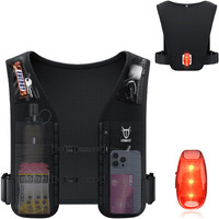 Utobest Running Vest For Women Men, Reflective Hydration Vest, 5L Phone Holder With Adjustable With Led Safety Light Black (L)
