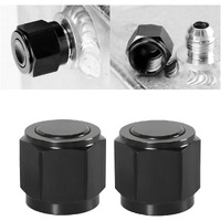 6An Female Flare Cap Block Off Fitting Plug, 2Pcs Aluminum Swivel Hex Head Nut Port Adapter, Automotive Modification Accessories For Fuel Oil Line