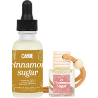 Car Air Freshener & Refill Bundle - Hanging Scent Diffuser For Car, Long-Lasting Essential Oil Car Fragrance, Reusable Glass Bottle + Refill, 2 Pack (Cinnamon Sugar)