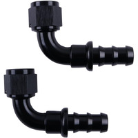 Zap Performance 10An Female To 5/8 Inch Barb Hose Fittings 90 Degree Black Push-On/Lock Fuel Cooler Kits,Fitting For Rubber Fuel Oil Line (2 Pcs)