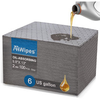 Aawipes Oil Absorbent Pads Universal For All Liquids Oil Spill Control Oil Absorbing Sheets For Garage, Car, Truck, Motorcycle Grey 100 Pack 9.8"" X 13"" Og1013-100