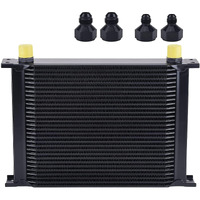 Evil Energy 30 Row Oil Cooler, 10An Stacked Plate Transmission Engine Cooler Universal British Radiator Aluminium Black