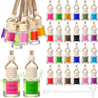 Reallnaive 100 Pcs 8Ml Car Diffuser Bottles Empty Bulk Appreciation Gifts Hanging Glass Car Diffuser Bottles With Labels 12 Color Air Freshener For Essential Oils Aromatherapy Fragrance (Cylinder)