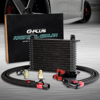 G-Plus Universal 15 Row 10An Engine Transmition Oil Filter Relocation Kit Oil Cooler Kit Aluminum Black