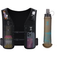 Utobest Running Vest For Women Men, Reflective Hydration Vest With 500Ml Soft Water Bottle, 5L Phone Holder With Adjustable Belt & Ample Storage Blue