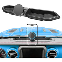 Ousuwo Magnetic Dash Phone Mount For 2018-2023 Jeep Wrangler Jl Jlu & Gladiator Jt Accessories Multi-Mount Phone Holder Dashboard Storage Tray With Extra Clip Bracket, Not For Oil-Electric 4Xe