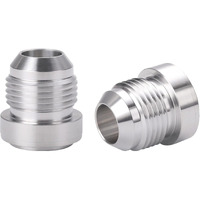 Podavelle 10An Male Flare Weld On Fitting Bung Adapter For Fuel Oil Hose Tank Aluminum, Pack Of 2