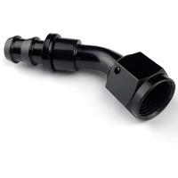 4An 45 Degree Aluminum An Female Swivel Push-On/Lock Hose Barb Fuel Oil Line Fitting End Black