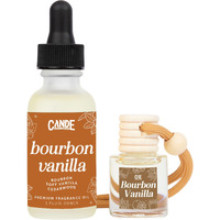 Car Air Freshener & Refill Bundle - Hanging Scent Diffuser For Car, Long-Lasting Essential Oil Car Fragrance, Reusable Glass Bottle + Refill, 2 Pack (Bourbon Vanilla)
