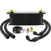 Zhsymx 13 Row An10-10An Stacked Plate Oil Cooler Universal Engine Transmission British Radiator Oil Cooler Condenser With Fuel Line Hose Mounting Nut Adapter Clamp Aluminium Alloy Black