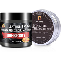Leather Recoloring Balm, Leather Repair Kit, Leather Dye, Leather Color Restorer, Leather Scratch Remover, Leather Couch Paint, Repair, Leather Scratch Repair, Leather Restorer(Dark Gray With Oil)