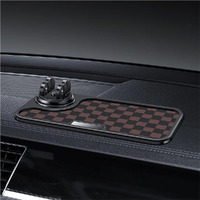 Multifunction Car Anti-Slip Mat Auto Phone Holder, 360 Rotating Car Phone Holder, Rotatable Anti Skid Car Dashboard Sticky Pad, Non-Slip Phone Pad For Phones Sunglasses Keys (Black And Brown Lines)