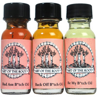 Bad Ass Bitch 3 Oil Set | Bad Ass Bitch. Be My Bitch & Back Off Bitch Oils | Respect, Influence, Control, Power & Strength Rituals | Wiccan Pagan Hoodoo Conjure Magick