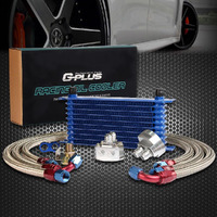 G-Plus Universal 10 Row An10 Engine Transmission Oil Filter Relocation Kit Silver Radiator Oil Cooler Condenser