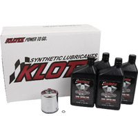 Klotz 20W/50 Synthetic Motor Oil Change Kit For Evolution Sportster 1986-2022 (4 Quart), 1 Chrome Filter, 1 Drain Plug O-Ring - Basic Kit