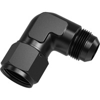 Truckmeter 90 Degree 10An Female To 10An Male Swivel Flare Union Fitting Adapter, Black Hard Aluminum Hex Anodized Connector, Automotive Accessories Suitable For Vehicle Fuel Oil Line Modification
