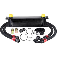 Evil Energy 10 Row Oil Cooler Kit, 10An Transmission Engine Cooler British Radiator Universal Aluminium Black