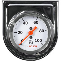 Bosch Sp0F000044 Style Line 2"" Mechanical Oil Pressure Gauge (White Dial Face, Chrome Bezel)