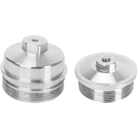 Billet Oil & Fuel Filter Silver 1/8"" Npt Port Caps - Compatible With 2003-2007 F-Ord Powerstroke Diesel 6.0 F250 F350 F450 F550 6.0L Powerstroke Diesel - Silver (Pack Of 2)