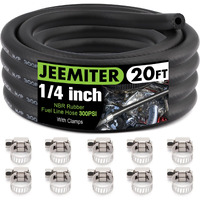 1/4"" Fuel Line Hose Oil Hose Push Lock Nbr Rubber Sae 30R7 20Ft 300Psi With 10 Clamps For Fuel Systems Engines Tube Hose