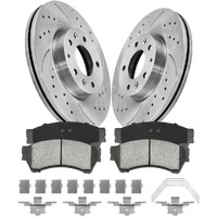 Gaiasurge Brake Pads And Rotors Kit Compatible With 2006-2012 Ford Fusion, 2013 Mazda 6, Front Automotive Replacement Brake Kits 54142 D1164-8277 Drilled And Slotted Rotors Anti-Rust Oil 299Mm(11.8In)