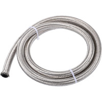 X Autohaux 5Ft 8An Fuel Hose An8 Universal Car Braided Stainless Steel Cpe Oil Fuel Gas Line Hose Silver Tone