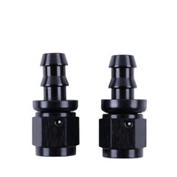 Zap Performance 6An Female To 3/8 Inch Barb Hose Fittings Straight Black Push-On/Lock Fuel Cooler Kits, Fitting For Rubber Fuel Oil Line (2 Pcs)