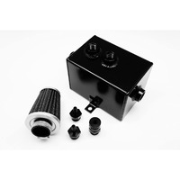Autobahn88 Alloy Racing Oil Catch Can Breather Tank With Filter, Baffle Design, 2 Liter, Barb 8Mm, (Black)