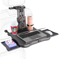 Fanxin Car Back Seat Tray With Extendable Table, Car Desk For Laptop With Phone Holder, Foldable Trays For Eating & Working, Car Travel Tray Table For Rear Passenger