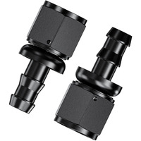 2Pcs Straight 8An Female To 1/2"" Push Lock Hose Fitting End For Rubber Fuel Line, Black Hard Two Stage Barb Aluminum Anodized Connector, Automotive Accessories For Vehicle Fuel Oil Line Modification