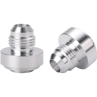 Podavelle 6An Male Flare Weld On Fitting Bung Adapter For Fuel Oil Hose Tank Aluminum, Pack Of 2