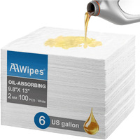 Aawipes Oil Absorbent Pads Garage Accessories Oil Spill Control Oil Absorbing Sheets For Garage, Car, Truck, Motorcycle White 100 Pack 9.8"" X 13"" Ow1013-100
