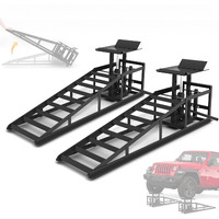 Lockietta 2 Pcs Hydraulic Car Ramps With Wheels, 11050Lbs 5T Heavy Duty Car Ramp With Hydraulic Jack, Portable Car Lifts For Oil Changes For Home Garage, 9""-14.2"" Lifts, Black