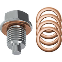 Magnetic Oil Drain Plug M14X1.5 Neodymium Magnet Stainless Steel Bolt 5 Cooper Washer Heavy Duty Oil Plug Anti Leakage Replacement For Car Motorcycle Boat Compatible With Kia Ford Gm Hyundai Acura