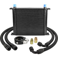 Zhsymx 30 Row An10-10An Stacked Plate Oil Cooler Universal Engine Transmission British Radiator Oil Cooler Condenser With Fuel Line Hose Mounting Nut Adapter Clamp Aluminium Alloy Black