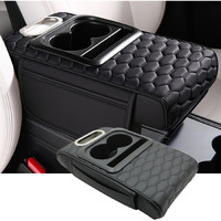 Priprilod Black Car Center Console Armrest Pillow, Memory Foam With Cup Holder & Cell Phone Holder, Multifunctional Car Center Console Organizer, Universal Fit For Most Car Interior Accessories