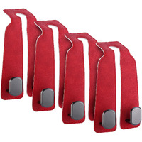 4Pcs Car Seat Hooks For Headrest, Sued Leather And Zinc Alloy Purse Hook For Car, Double Hooks Purse Holder For Car & Mobile Phone Holder, Car Seat Hanger For Purses & Bags (Red & Silver)